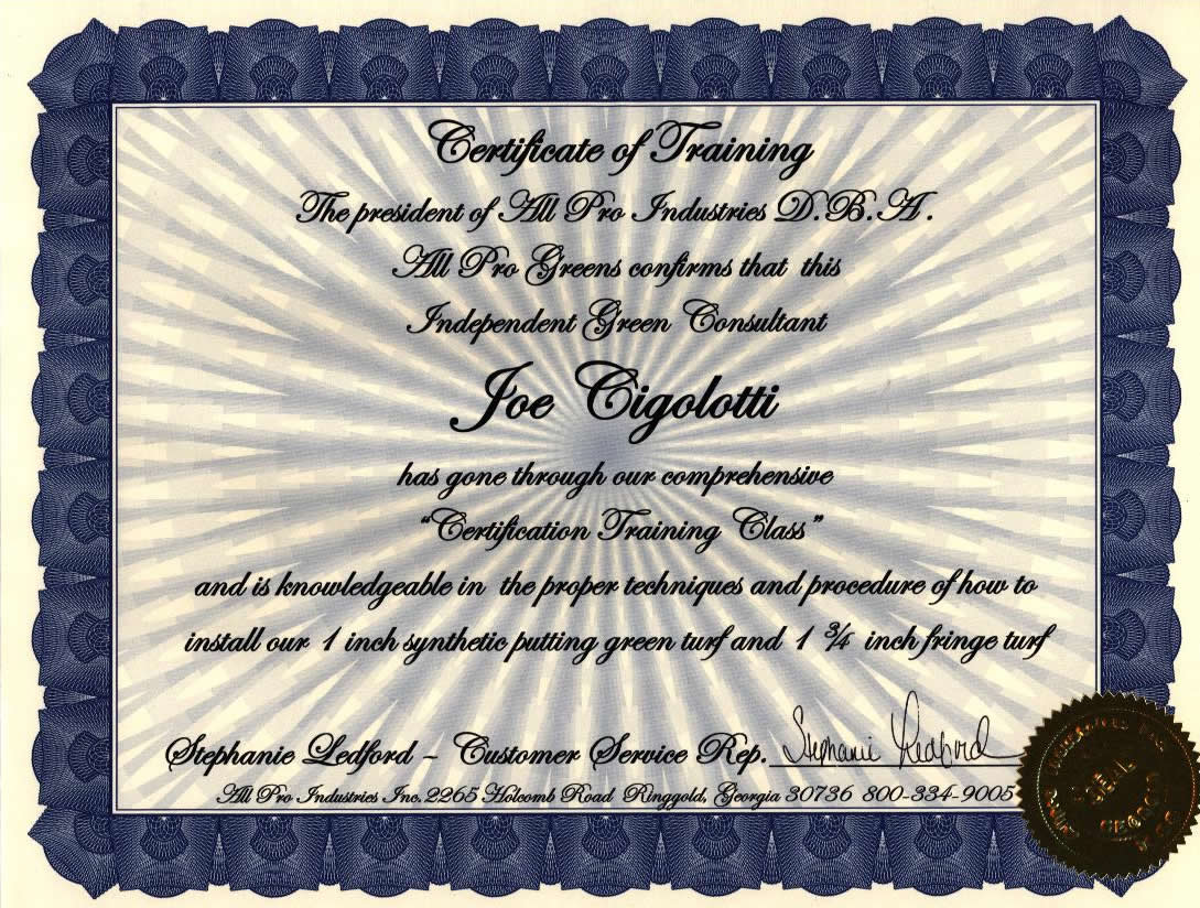 Certificate of Training